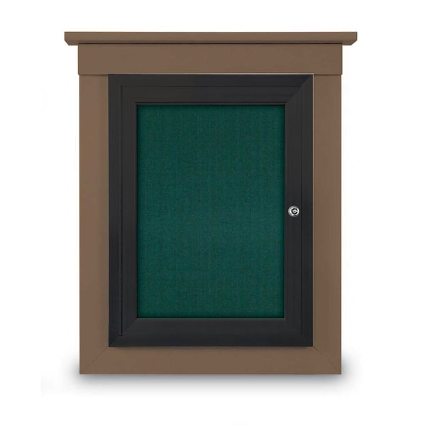 72"x36" 3-Door Enclosed Letterboard, Header, Blue Felt/Cherry